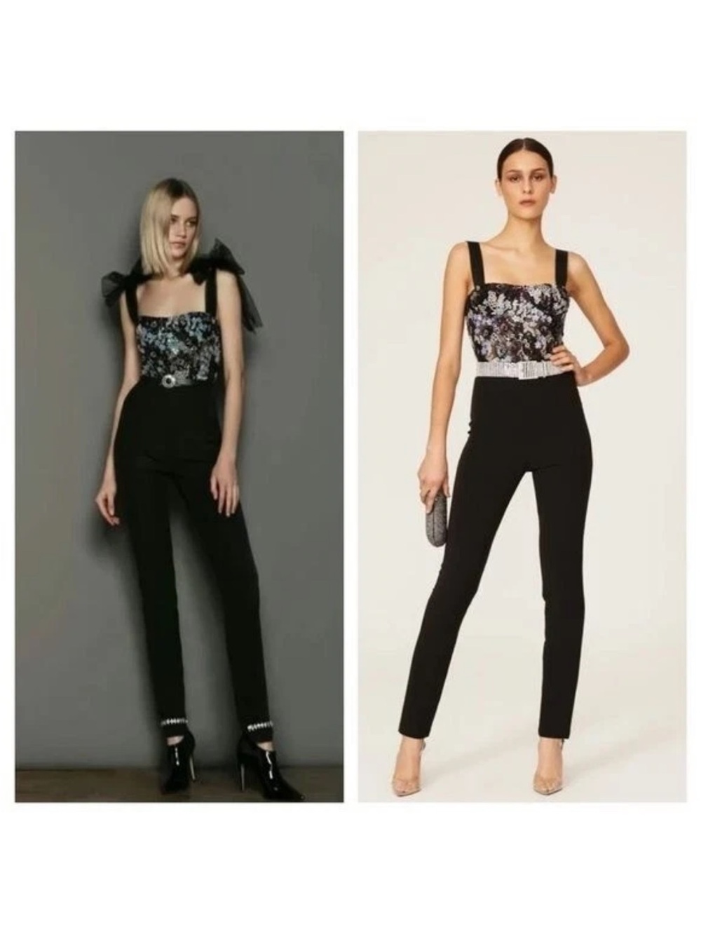 Annabelle Bronx and Banco Black Skinny Jumpsuit with Floral Bodice